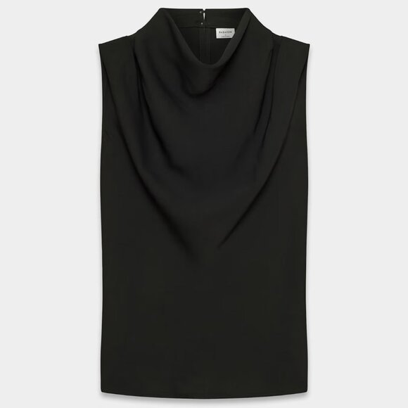 ARITZIA BABATON CARTER TOP SLEEVELESS SHELL DRESSY DRAPED COWL TANK XS BLACK NWT - Picture 2 of 10